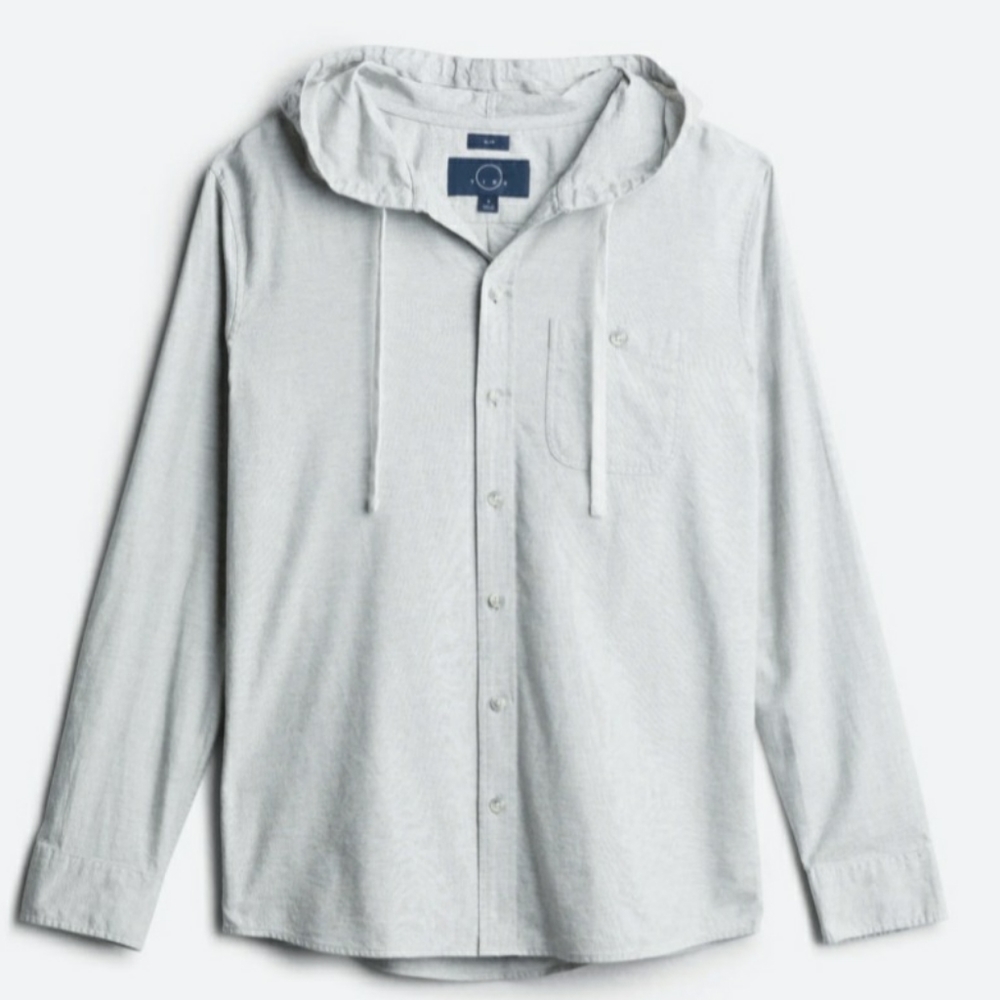 Even Tide Mens Button Down Hooded Woven Shirt